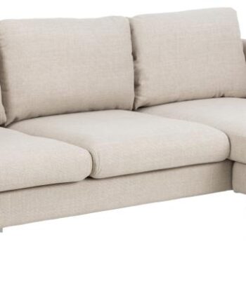 Act Nordic Milly Pers Sofa Med Chaiselong Vendbar Beige Stof Natur Gummitræ på Afbetaling