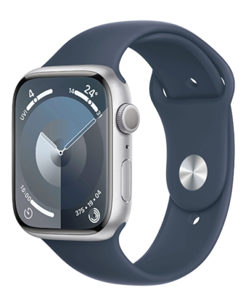 Apple Watch 45mm Silver Alu Case Sport Band Storm Blue på Afbetaling
