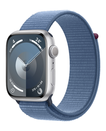 Apple Watch 45mm Silver Alu Case With Sport Loop Winter Blue på Afbetaling