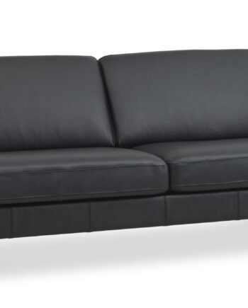 Ask Pers Sofa Sort Semianilin Læder Sort Metal på Afbetaling