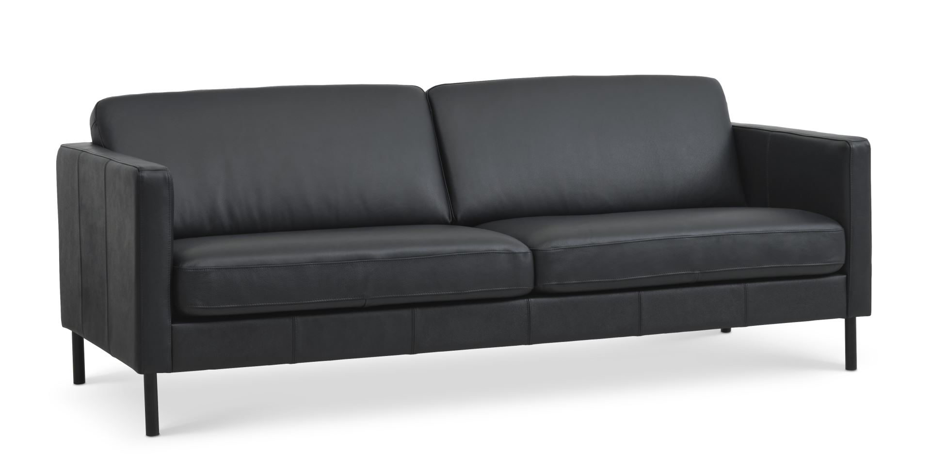 Ask Pers Sofa Sort Semianilin Læder Sort Metal på Afbetaling