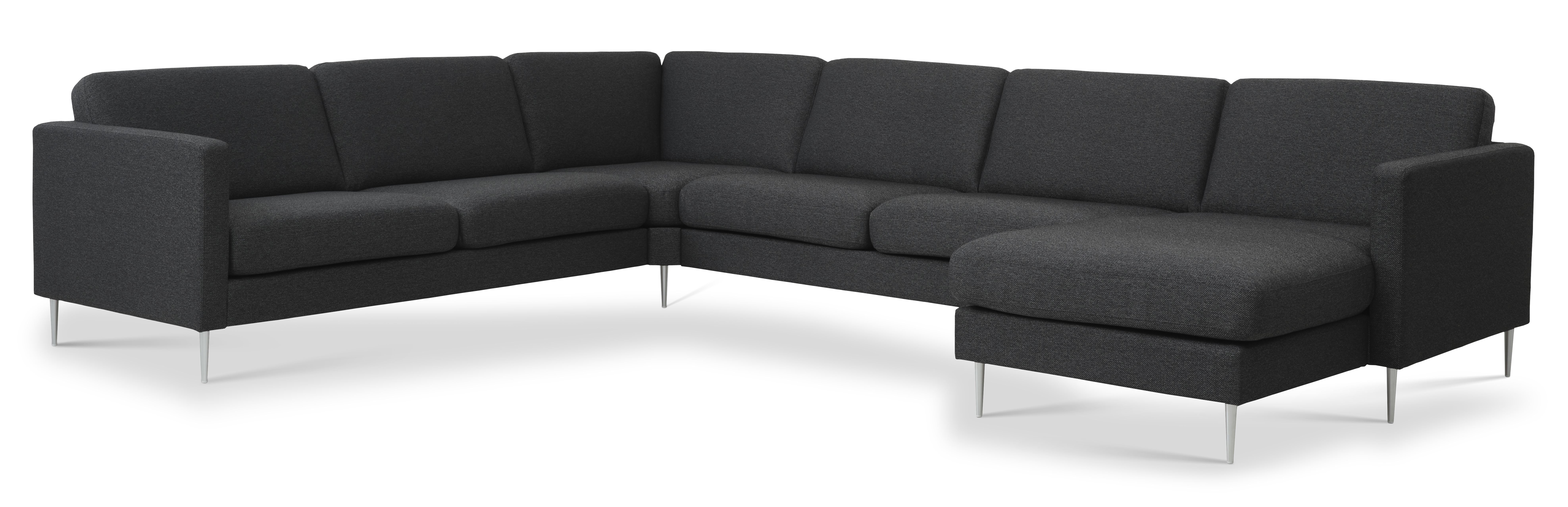 Ask Sæt 2c3d Sofa Antracitgrå Polyester Stof Børstet Aluminium på Afbetaling