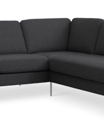 Ask Sæt Lille Sofa Højre Chaiselong Antracitgrå Polyester Stof Børstet Aluminium på Afbetaling