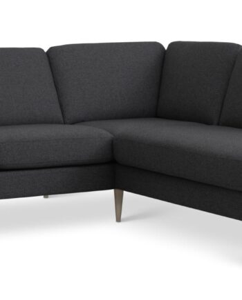 Ask Sæt Lille Sofa Højre Chaiselong Antracitgrå Polyester Stof Natur Træ på Afbetaling