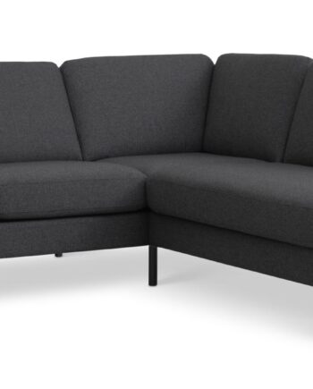 Ask Sæt Lille Sofa Højre Chaiselong Antracitgrå Polyester Stof Sort Metal på Afbetaling