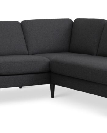 Ask Sæt Lille Sofa Højre Chaiselong Antracitgrå Polyester Stof Sort Træ på Afbetaling