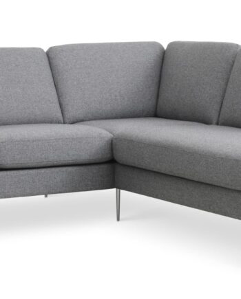 Ask Sæt Lille Sofa Højre Chaiselong Lys Granitgrå Polyester Stof Børstet Aluminium på Afbetaling