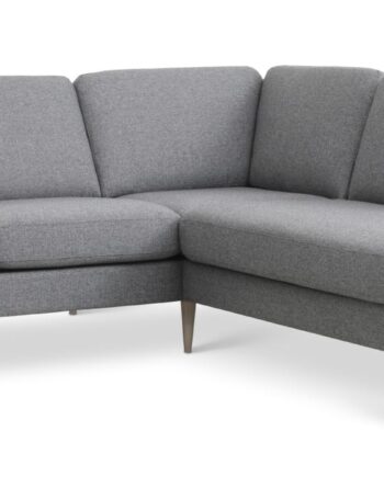 Ask Sæt Lille Sofa Højre Chaiselong Lys Granitgrå Polyester Stof Natur Træ på Afbetaling