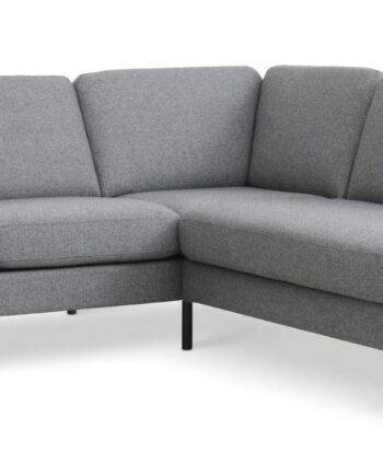 Ask Sæt Lille Sofa Højre Chaiselong Lys Granitgrå Polyester Stof Sort Metal på Afbetaling