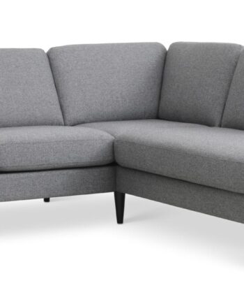 Ask Sæt Lille Sofa Højre Chaiselong Lys Granitgrå Polyester Stof Sort Træ på Afbetaling