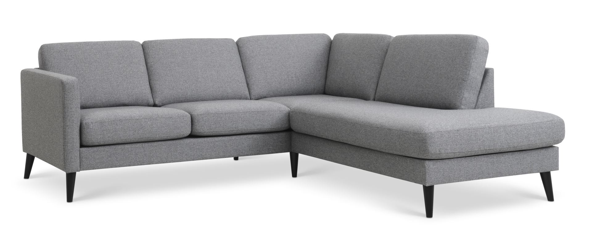 Ask Sæt Lille Sofa Højre Chaiselong Lys Granitgrå Polyester Stof Sort Træ på Afbetaling