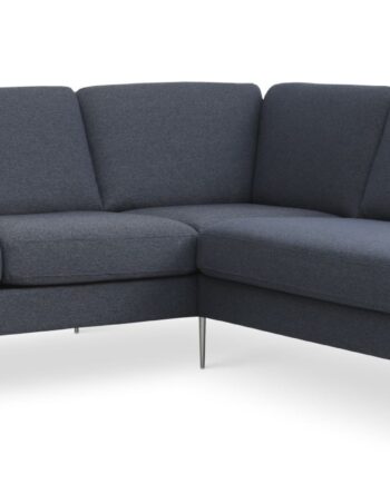 Ask Sæt Lille Sofa Højre Chaiselong Navy Blå Polyester Stof Børstet Aluminium på Afbetaling
