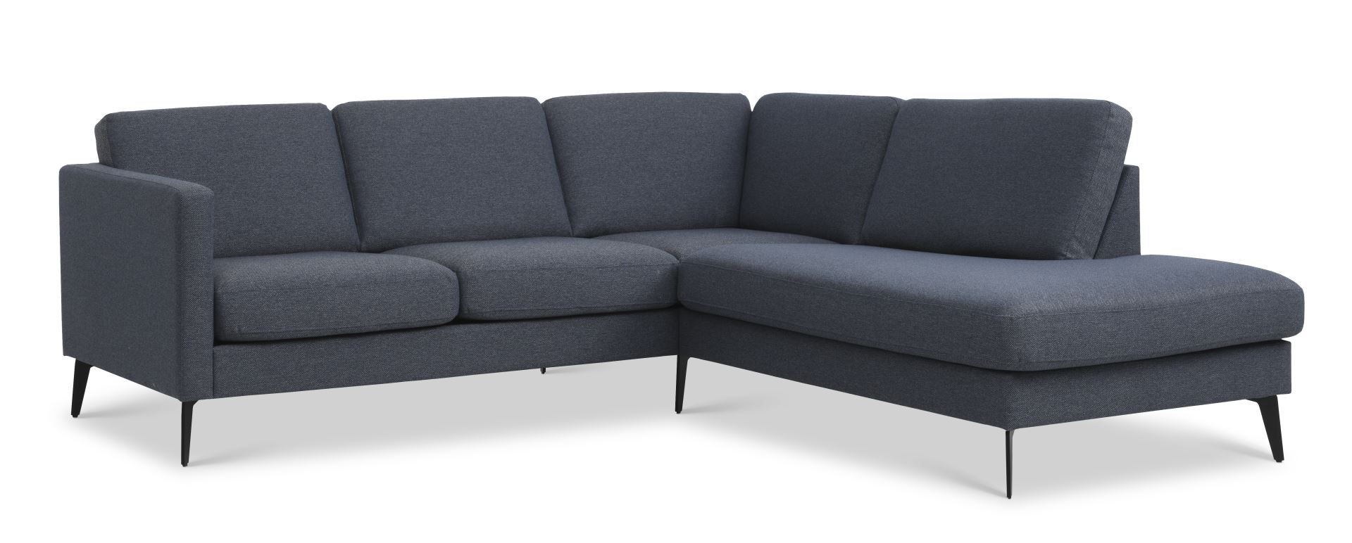 Ask Sæt Lille Sofa Højre Chaiselong Navy Blå Polyester Stof Eiffel Ben på Afbetaling