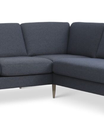 Ask Sæt Lille Sofa Højre Chaiselong Navy Blå Polyester Stof Natur Træ på Afbetaling