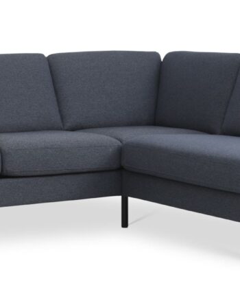 Ask Sæt Lille Sofa Højre Chaiselong Navy Blå Polyester Stof Sort Metal på Afbetaling