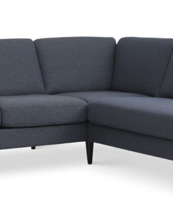 Ask Sæt Lille Sofa Højre Chaiselong Navy Blå Polyester Stof Sort Træ på Afbetaling