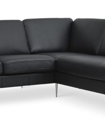 Ask Sæt Lille Sofa Højre Chaiselong Sort Semianilin Læder Børstet Aluminium på Afbetaling