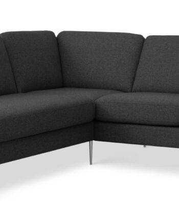 Ask Sæt Lille Sofa Venstre Chaiselong Antracitgrå Polyester Stof Børstet Aluminium på Afbetaling