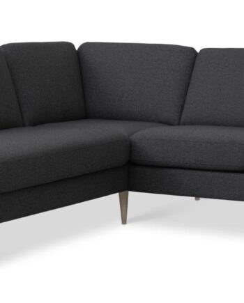 Ask Sæt Lille Sofa Venstre Chaiselong Antracitgrå Polyester Stof Natur Træ på Afbetaling