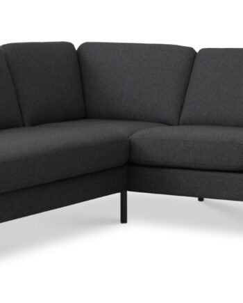 Ask Sæt Lille Sofa Venstre Chaiselong Antracitgrå Polyester Stof Sort Metal på Afbetaling