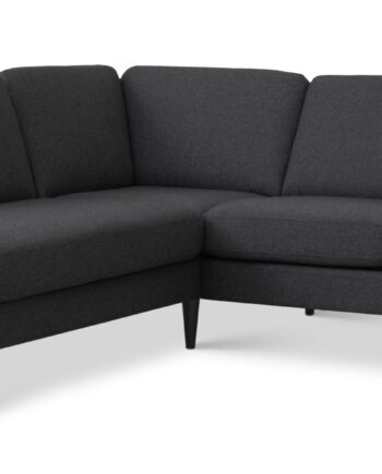 Ask Sæt Lille Sofa Venstre Chaiselong Antracitgrå Polyester Stof Sort Træ på Afbetaling