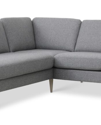 Ask Sæt Lille Sofa Venstre Chaiselong Lys Granitgrå Polyester Stof Natur Træ på Afbetaling