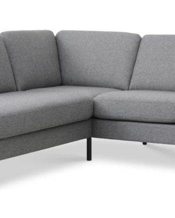 Ask Sæt Lille Sofa Venstre Chaiselong Lys Granitgrå Polyester Stof Sort Metal på Afbetaling