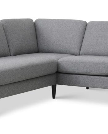 Ask Sæt Lille Sofa Venstre Chaiselong Lys Granitgrå Polyester Stof Sort Træ på Afbetaling