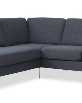 Ask Sæt Lille Sofa Venstre Chaiselong Navy Blå Polyester Stof Børstet Aluminium på Afbetaling