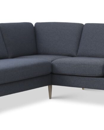 Ask Sæt Lille Sofa Venstre Chaiselong Navy Blå Polyester Stof Natur Træ på Afbetaling