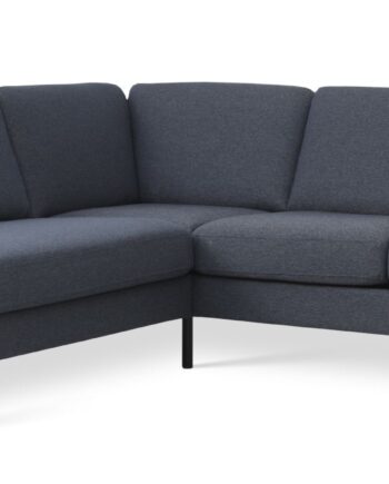 Ask Sæt Lille Sofa Venstre Chaiselong Navy Blå Polyester Stof Sort Metal på Afbetaling
