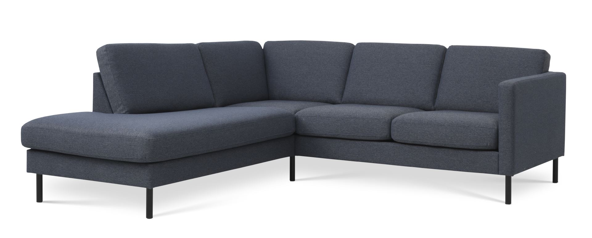 Ask Sæt Lille Sofa Venstre Chaiselong Navy Blå Polyester Stof Sort Metal på Afbetaling