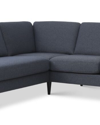 Ask Sæt Lille Sofa Venstre Chaiselong Navy Blå Polyester Stof Sort Træ på Afbetaling