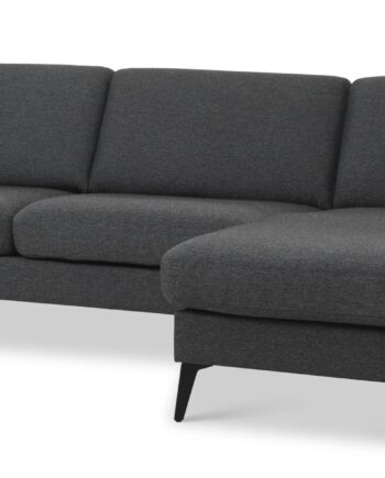 Ask Sæt Sofa Chaiselong Antracitgrå Polyester Stof Eiffel Ben på Afbetaling