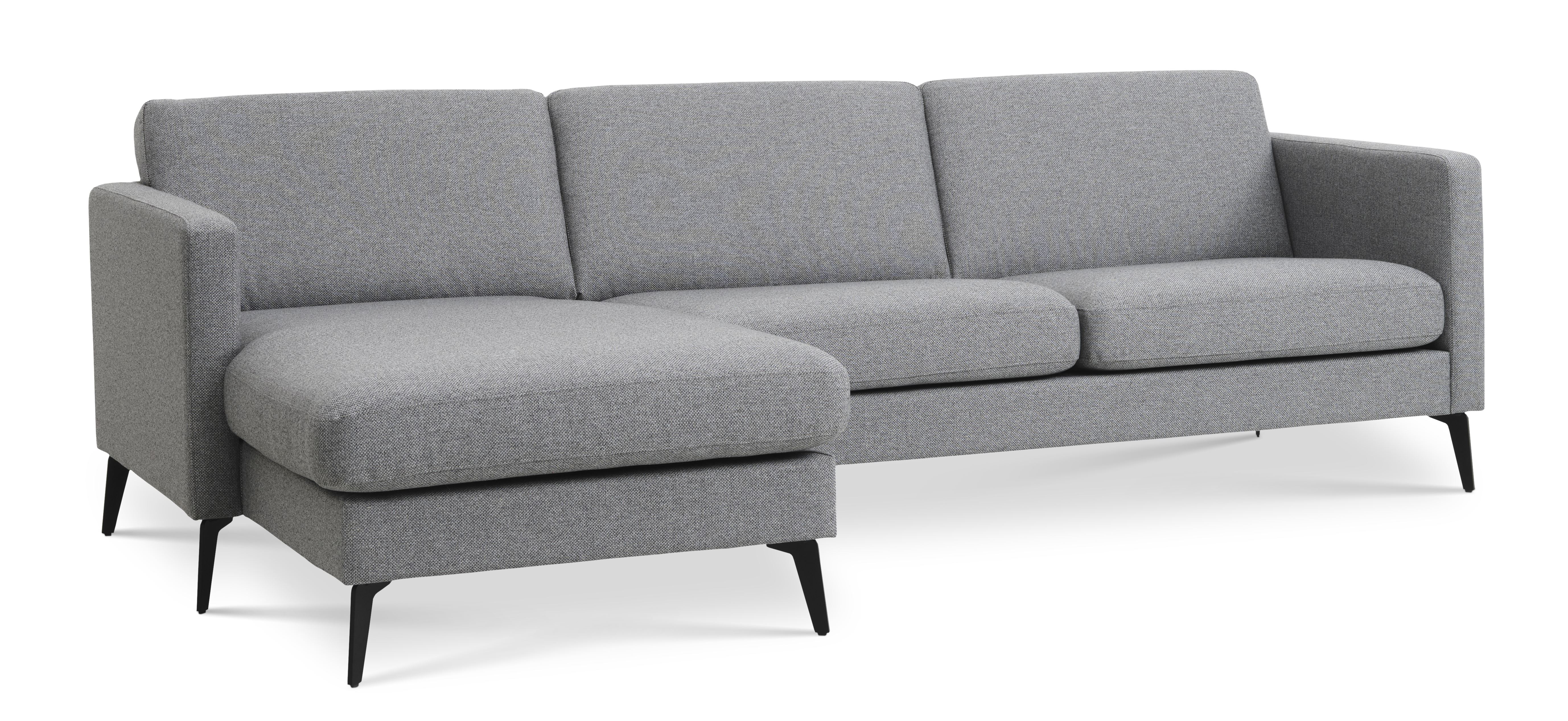 Ask Sæt Sofa Chaiselong Lys Granitgrå Polyester Stof Eiffel Ben på Afbetaling