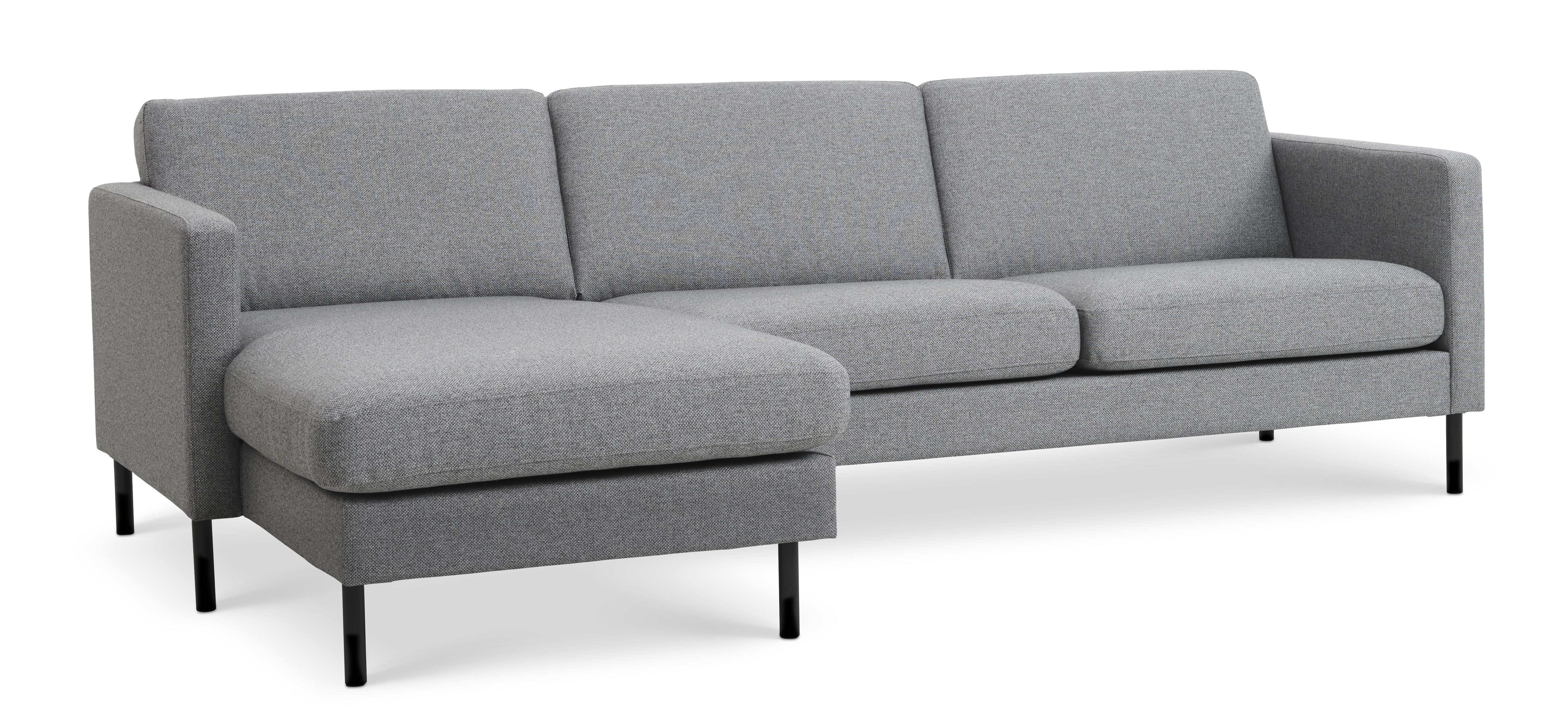 Ask Sæt Sofa Chaiselong Lys Granitgrå Polyester Stof Sort Metal på Afbetaling