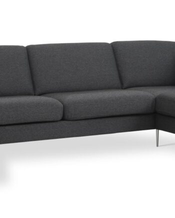 Ask Sæt Sofa Højre Chaiselong Antracitgrå Polyester Stof Børstet Aluminium på Afbetaling