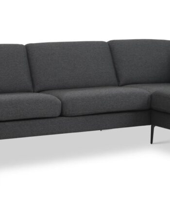 Ask Sæt Sofa Højre Chaiselong Antracitgrå Polyester Stof Eiffel Ben på Afbetaling