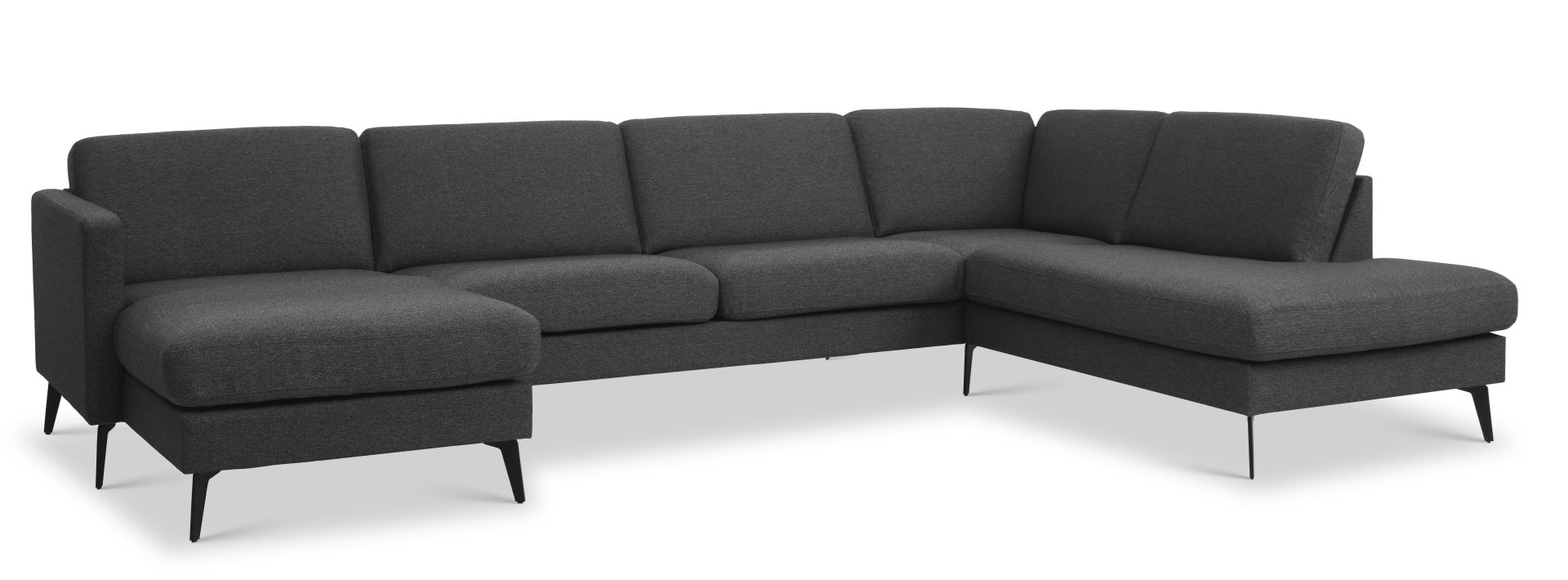 Ask Sæt Sofa Højre Chaiselong Antracitgrå Polyester Stof Eiffel Ben på Afbetaling