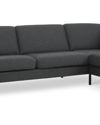 Ask Sæt Sofa Højre Chaiselong Antracitgrå Polyester Stof Sort Metal på Afbetaling