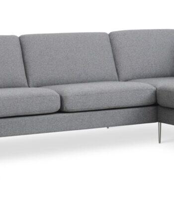 Ask Sæt Sofa Højre Chaiselong Lys Granitgrå Polyester Stof Børstet Aluminium på Afbetaling