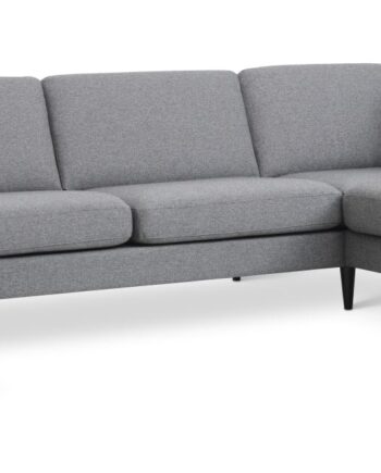 Ask Sæt Sofa Højre Chaiselong Lys Granitgrå Polyester Stof Sort Træ på Afbetaling