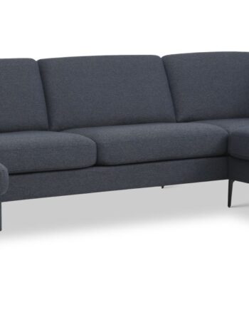 Ask Sæt Sofa Højre Chaiselong Navy Blå Polyester Stof Eiffel Ben på Afbetaling