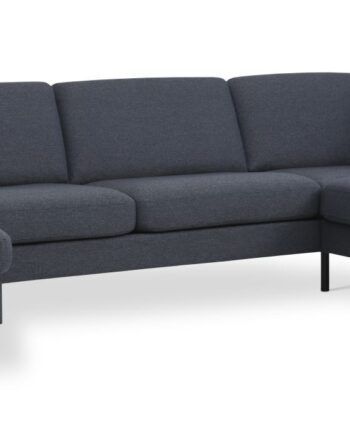 Ask Sæt Sofa Højre Chaiselong Navy Blå Polyester Stof Sort Metal på Afbetaling