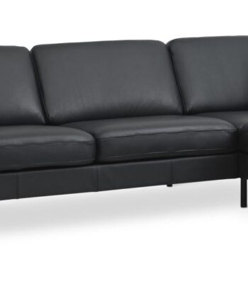 Ask Sæt Sofa Højre Chaiselong Sort Semianilin Læder Sort Metal på Afbetaling