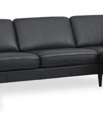 Ask Sæt Sofa Højre Chaiselong Sort Semianilin Læder Sort Træ på Afbetaling
