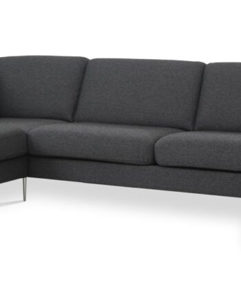 Ask Sæt Sofa Venstre Chaiselong Antracitgrå Polyester Stof Børstet Aluminium på Afbetaling