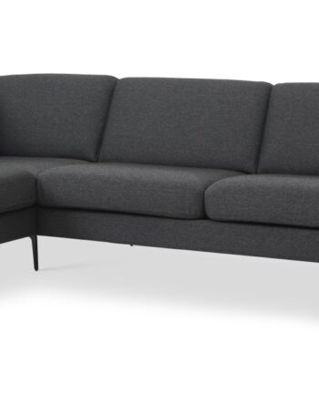 Ask Sæt Sofa Venstre Chaiselong Antracitgrå Polyester Stof Eiffel Ben på Afbetaling