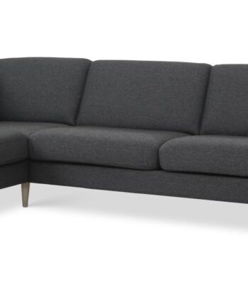Ask Sæt Sofa Venstre Chaiselong Antracitgrå Polyester Stof Natur Træ på Afbetaling