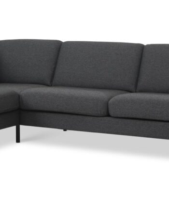 Ask Sæt Sofa Venstre Chaiselong Antracitgrå Polyester Stof Sort Metal på Afbetaling